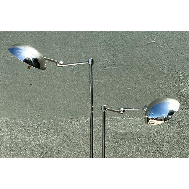 Late 20th Century Late 20th Century Holtkoetter Leutchen Chrome Dual Head Floor Lamp For Sale - Image 5 of 12