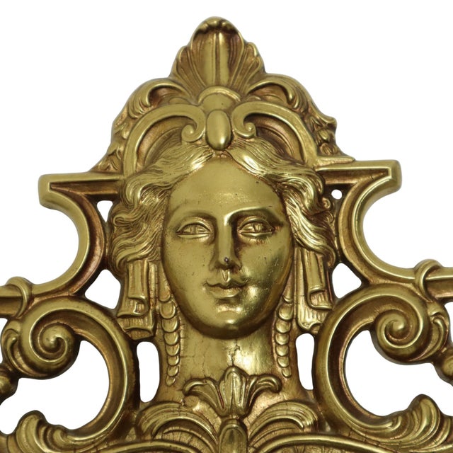 Louis XV Baroque French Brass Crested Mirror in Gold, 1950s For Sale - Image 12 of 17