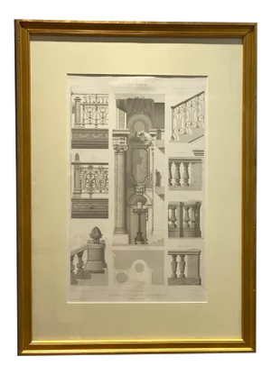 19th Century French Engraving of Details of the Paris Opera House