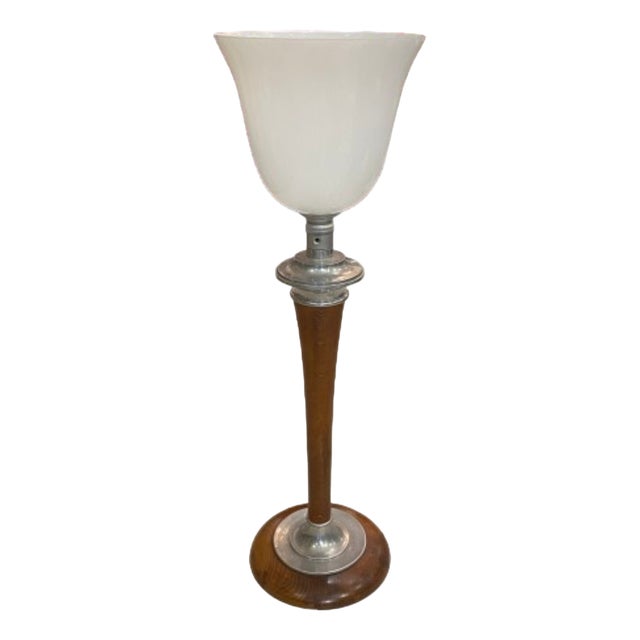 Mazda Table Lamp in Mahogany Wood For Sale