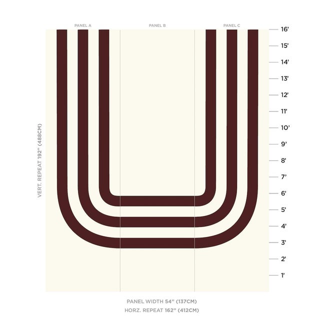 Modern Sample - Schumacher x Victor Glemaud Virginia Panel C in Bordeaux For Sale - Image 3 of 4