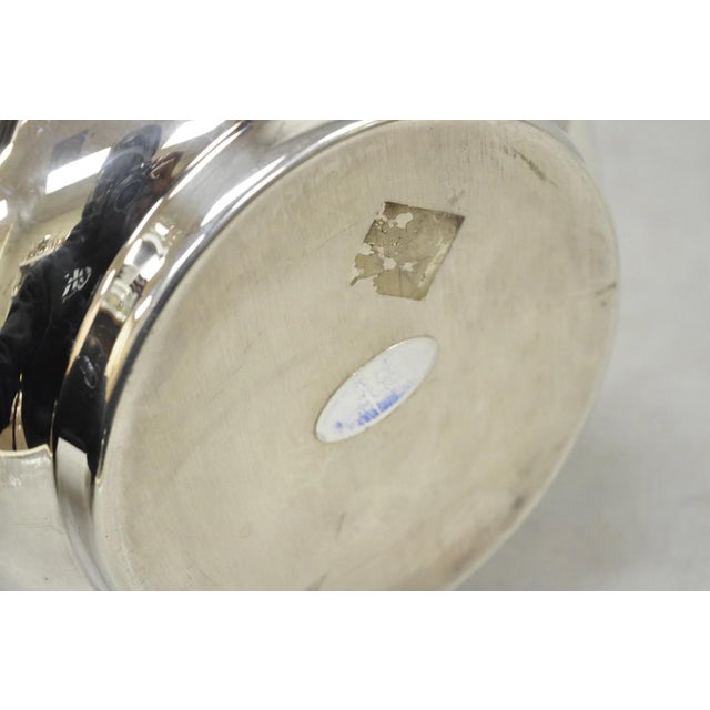 Vintage Art Deco Silver Plated Reticulating Hinge Lidded Bar Ice Bucket For Sale - Image 14 of 15