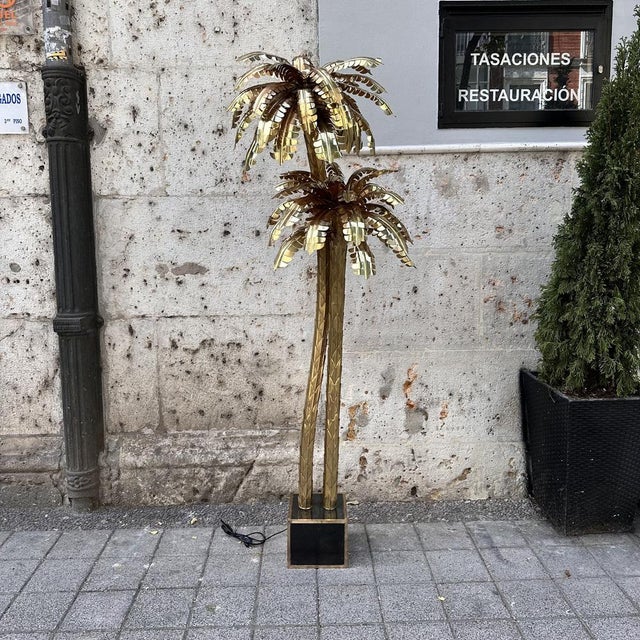 1970s Palm Trees Floor Lamp in Gilt Brass by Christian Techoueyres for Maison Jansen, France, 1970s For Sale - Image 5 of 18