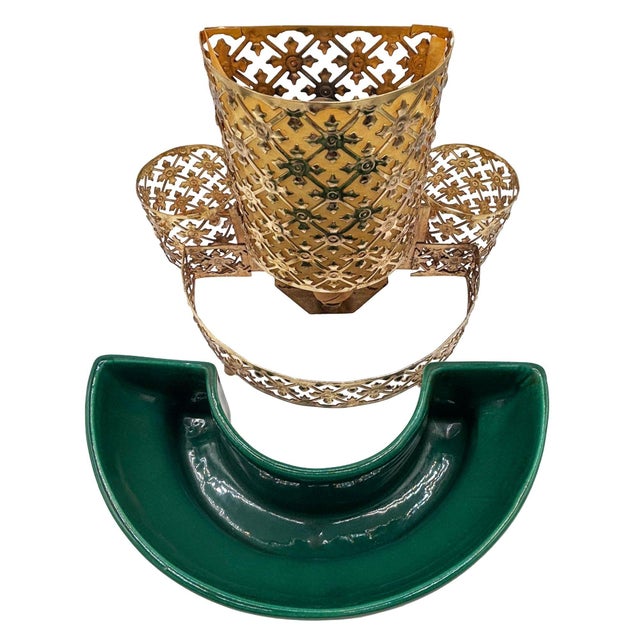Ceramic 1950s Mid-Century Modern Regancy Brass & Ceramic Tv Lamp & Planter by Sierra Columbia For Sale - Image 7 of 11