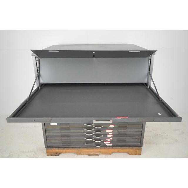 Mid 20th Century Reclaimed Thirty Drawers Steel Flat File Map Cabinet For Sale - Image 4 of 11