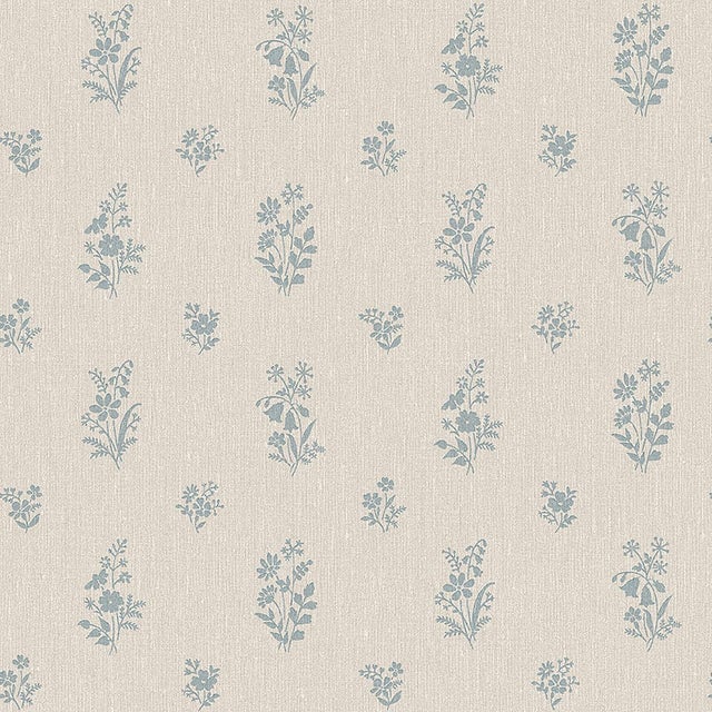 Sample - Boråstapeter Petit Fleurs Wallpaper in Blue For Sale