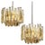 Large Modern Chrome & Ice Glass 3-Tier Chandeliers by J. T. Kalmar, Set of 2 For Sale