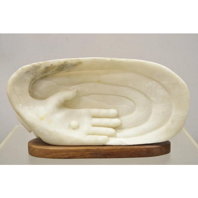 Native American Vintage Bud Miller 1989 Native American Carved Alabaster Double Sided Sculpture For Sale - Image 3 of 12