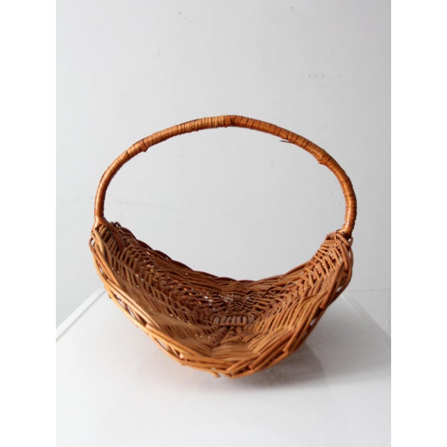 Contemporary Vintage Wicker Kindling Basket For Sale - Image 3 of 13