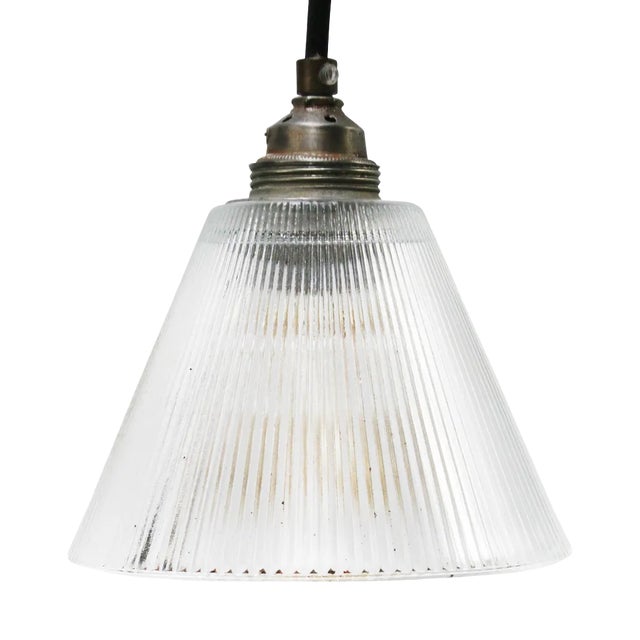 Vintage Industrial Clear Glass Pendant Light from Holophane For Sale