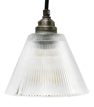 Vintage Industrial Clear Glass Pendant Light from Holophane