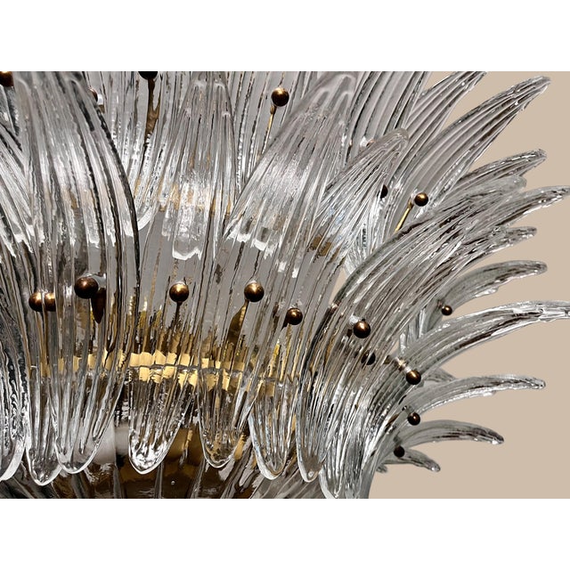 2020s Pairs of Beautiful and Incredible Murano Glass Chandelier. - Petal Transparent and White For Sale - Image 5 of 5