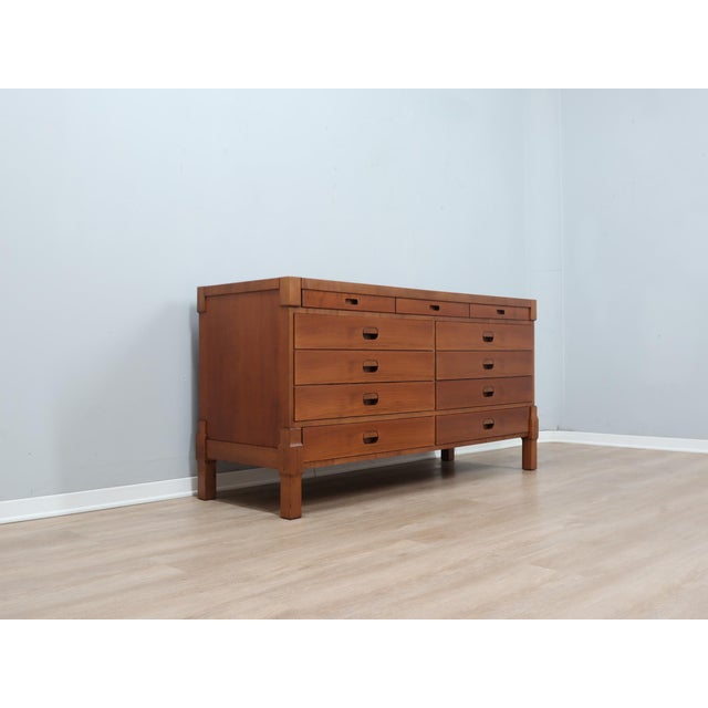 Brown Mid-Century Italian Rationalist Walnut Multi-Drawer Sideboard, 1970s For Sale - Image 8 of 14