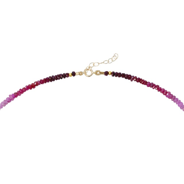 Birthstone July Ruby Ombre Necklace 14k Gold II For Sale - Image 4 of 8
