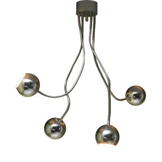 Chrome-Plated Ceiling Light with 4 Flexible Arms by Goffredo Reggiani, Italy, 1970s For Sale