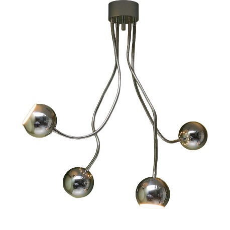 Chrome-Plated Ceiling Light with 4 Flexible Arms by Goffredo Reggiani, Italy, 1970s For Sale