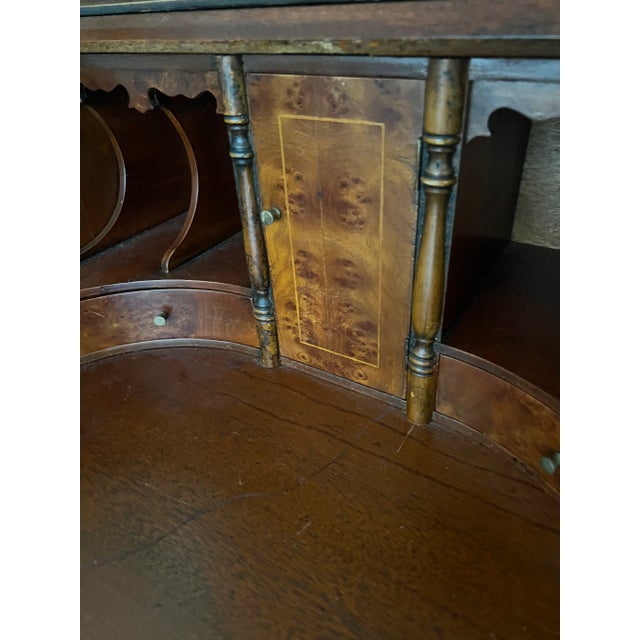 Chestnut 1990s Elm Burl Fleet Secretary Bookcase For Sale - Image 8 of 12