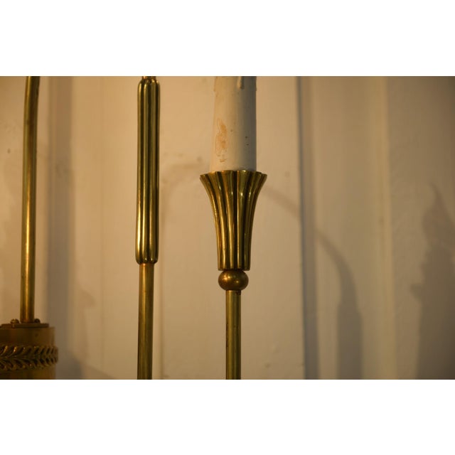 MNeoclassical Art Deco Style Bronze 3-Arm Wall Sconce, 1940s For Sale - Image 4 of 10