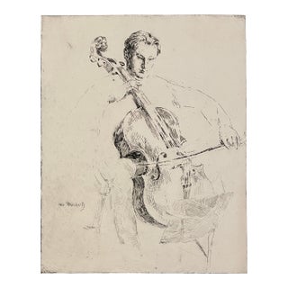 William Meyerowitz Cellist Etching For Sale