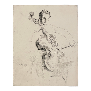 William Meyerowitz Cellist Etching