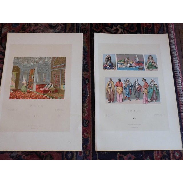 Realism Antique 19th Century Folio Size Historical Lithographs of Persian Scenes - Set of 9 For Sale - Image 3 of 5