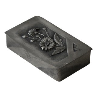 Silver Jewelry Box with Daisy Decor, 1930s For Sale
