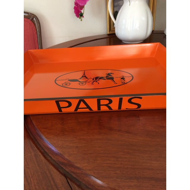 Orange Lacquered Hermes Inspired Bar Tray Chairish
