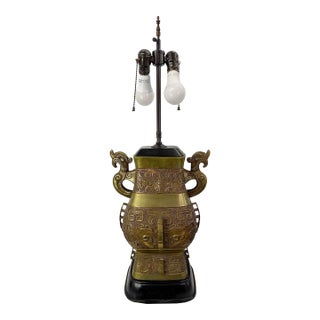 Vintage Warren Kessler Twin Dragon Lamp With Double Light For Sale