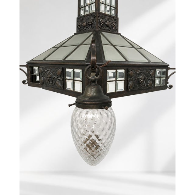 1930s Large Italian Art Nouveau Chandelier in Wrought Iron, 1930 For Sale - Image 5 of 12