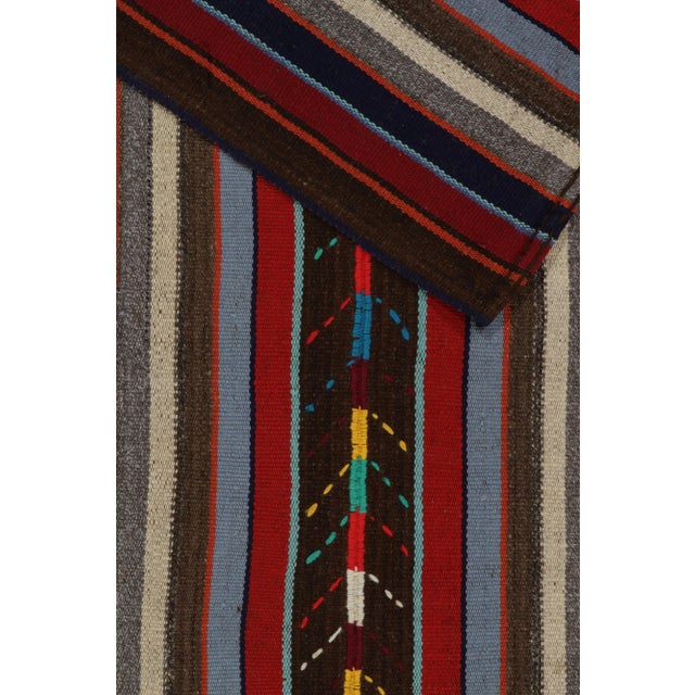 1950s Vintage Chaput Kilim Rug in Beige-Brown, Red, Multicolor Stripes For Sale In New York - Image 6 of 7