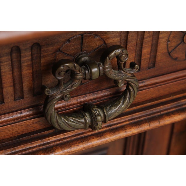 Antique French Renaissance Walnut Cabinet Hutch For Sale - Image 13 of 18