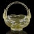 Beautiful vintage Murano hand blown clear with gold flecks and white millefiori flowers Italian art glass basket / bowl....