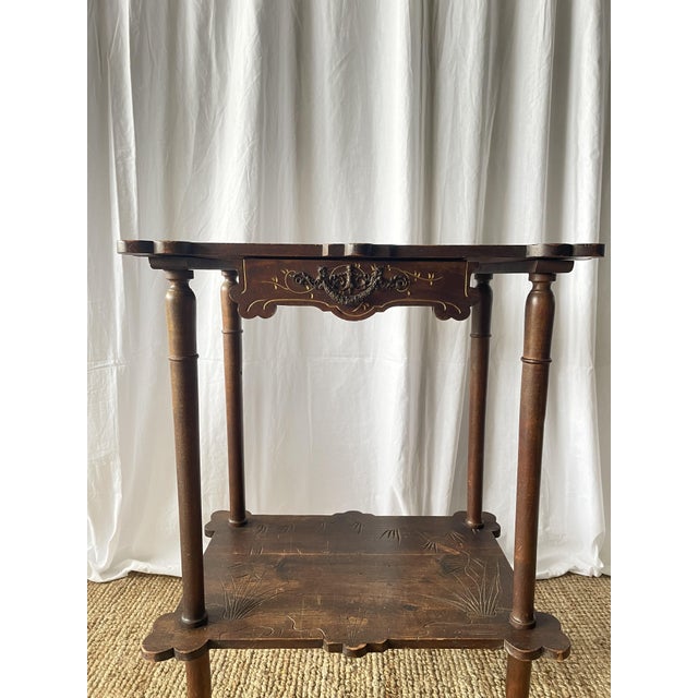 French Art Nouveau Walnut Side Table, 1890s For Sale - Image 3 of 18