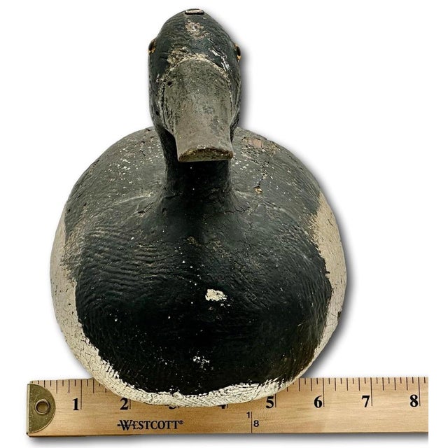 Very Nice Large Size Antique American Hand Carved & Painted Wood Duck Hunters Working Decoy With Glass Eyes For Sale - Image 18 of 18