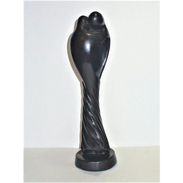 Abstract Vintage Mid 20th Century Ebony Wood Carving of Lovers Embracing For Sale - Image 3 of 12