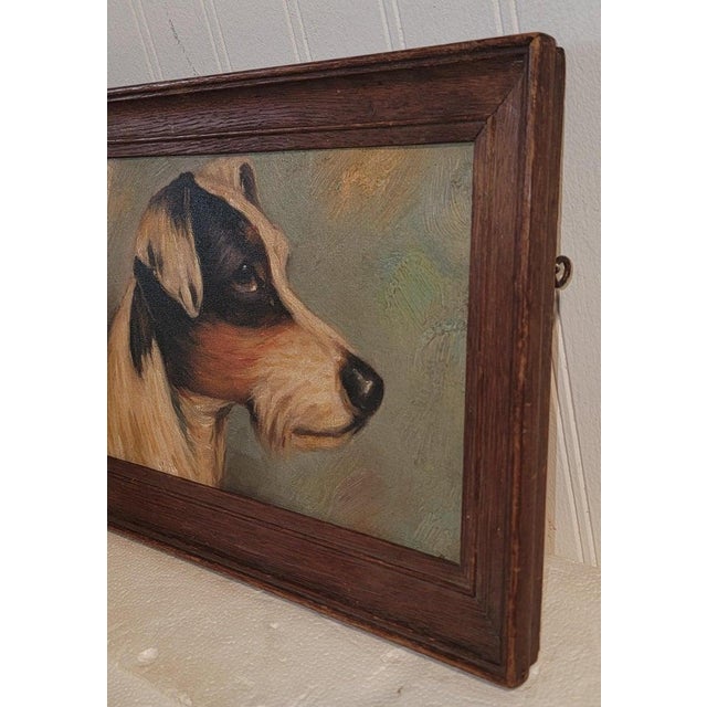 Folk Art 1950s Jack Russell Terrier Oil Painting For Sale - Image 3 of 4