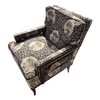 French Chippendale Style Faux Bamboo Lounge Chair For Sale