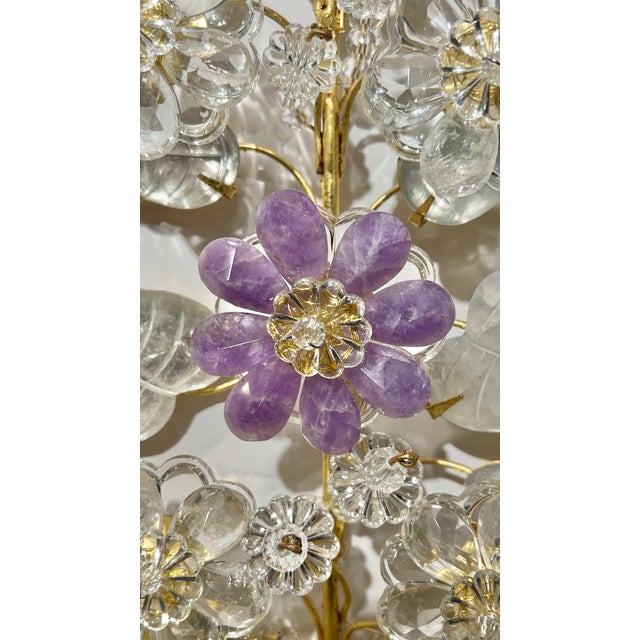 New French Maison Bagues Style Rock Crystal Gilt Metal 2-Light Sconces - a Pair For Sale - Image 9 of 11