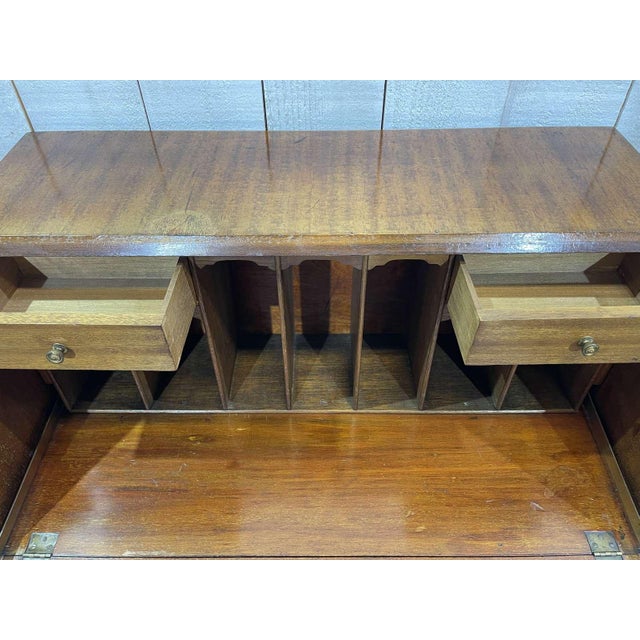 Brown Vintage English Mahogany Roll-Back Secretaire, 1930s For Sale - Image 8 of 18