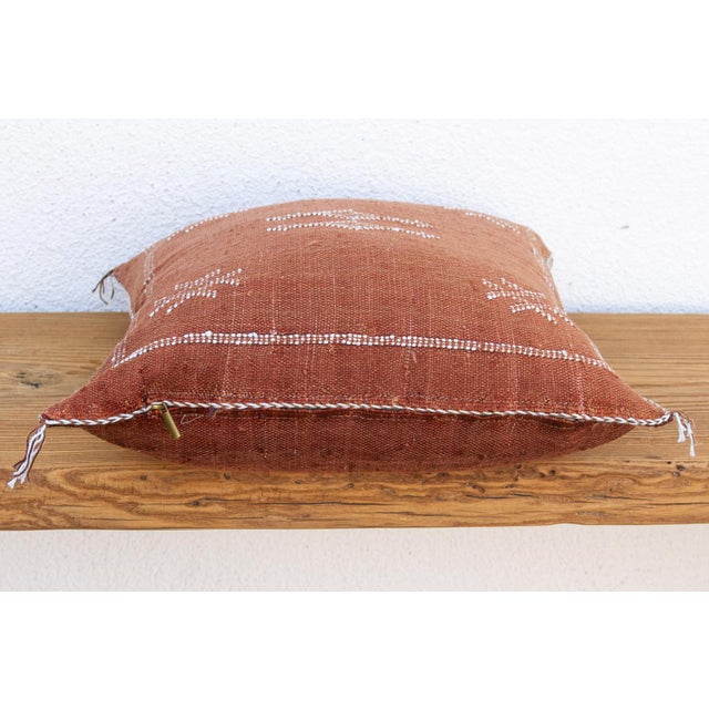 Moroccan Terracotta Vertical Cactus Silk Moroccan Pillow For Sale - Image 3 of 7