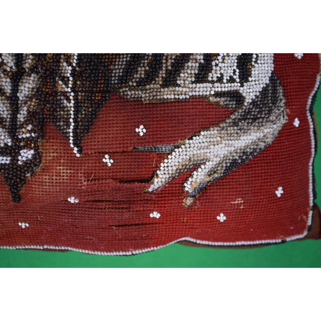 Textile A Victorian Beadwork and Grosspoint Pillow, English, Circa 1860 Provenance: The Susie Hilfiger Collection For Sale - Image 7 of 9