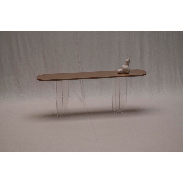 Brown Space Age Lacquered and Acrylic Glass Console Table, 1970s For Sale - Image 8 of 18