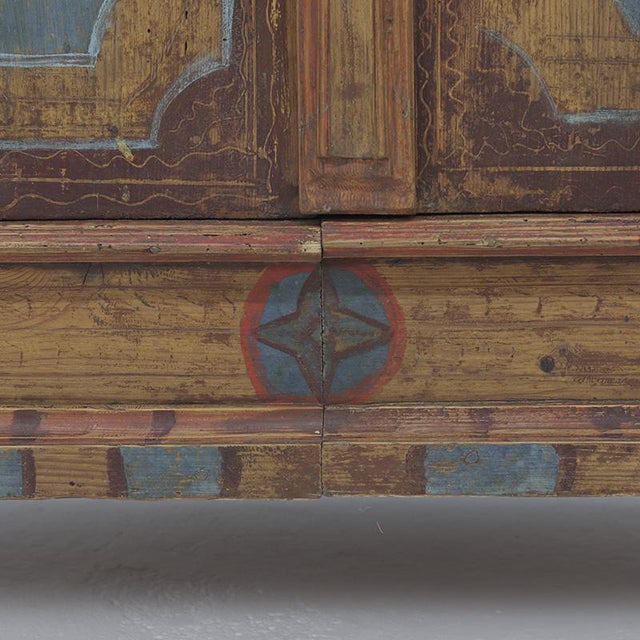 Rustic Farmhouse Folk Art Painted Bridal Cabinet, 1827 For Sale - Image 14 of 17