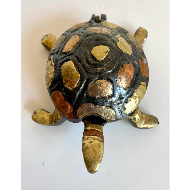 Mid-Century Modern Vintage Mid-Century Mixed-Metal Turtle Hinged Ashtray For Sale - Image 3 of 9
