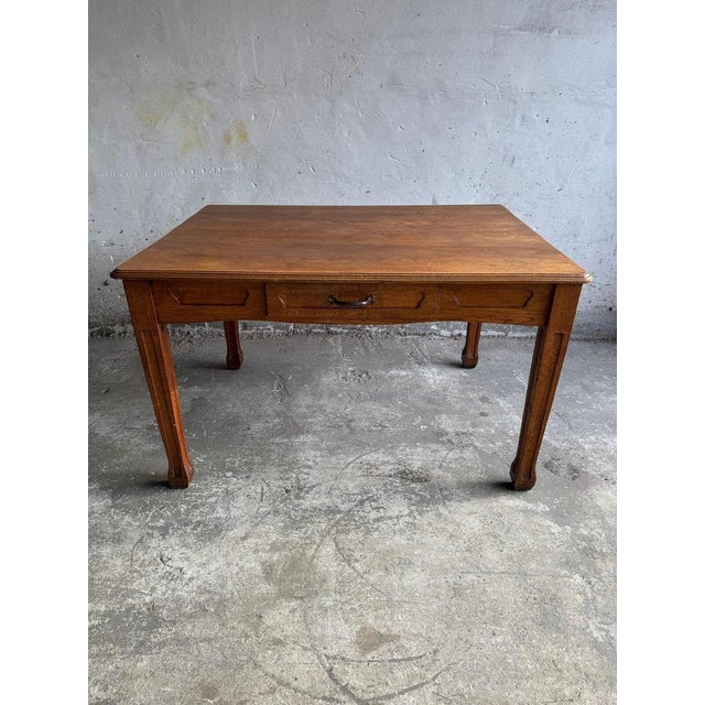 Wood Art Nouveau Dining Table with Drawer, 1890s For Sale - Image 7 of 7