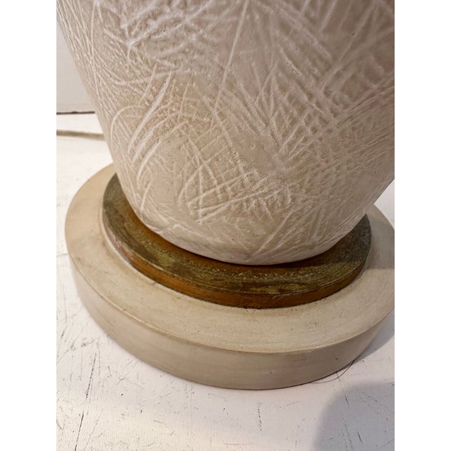 1970s Mid-Century Modern Ceramic Geometric Carved Lamp Base For Sale - Image 9 of 9