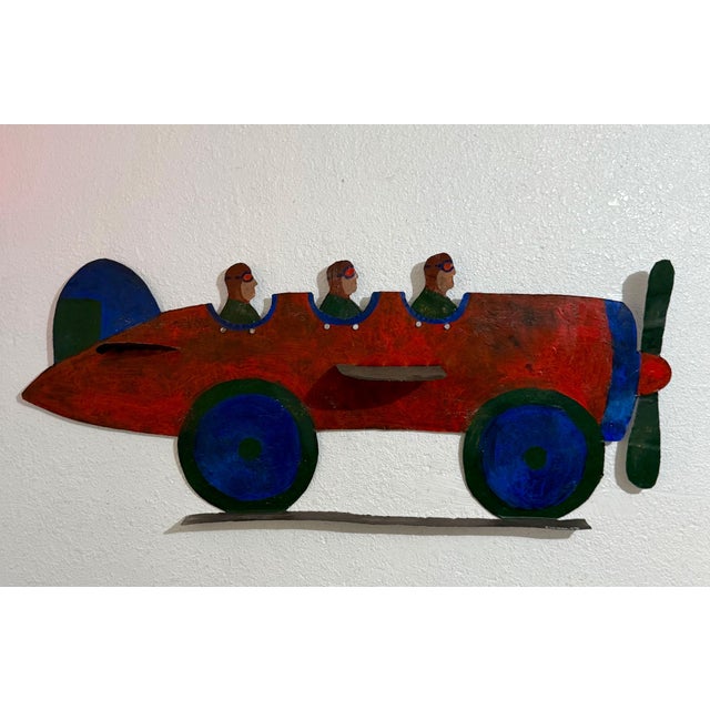 Early 20th Century Seymour Chwast, Pilots in Plane Painting on Metal Sculpture Wall Hanging Seymour Chwast Airplane For Sale - Image 12 of 18