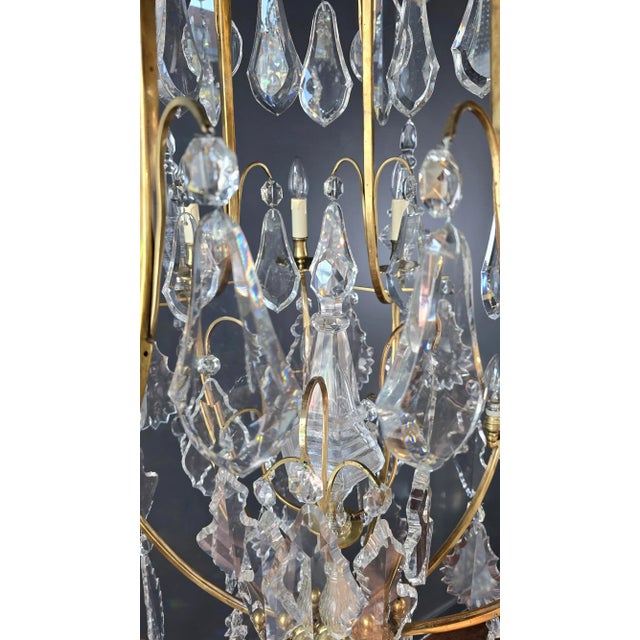 Antique Late 19th Century Lustre a Cage Chandelier Crystal Brass For Sale - Image 10 of 12