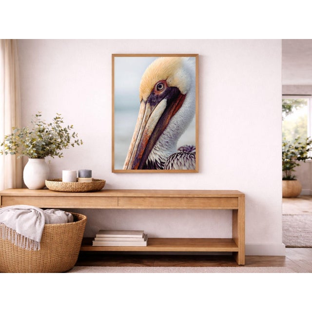Paper Pelican Portrait Close-Up, Coastal Wildlife Art Print, 24″ × 36″ For Sale - Image 7 of 8
