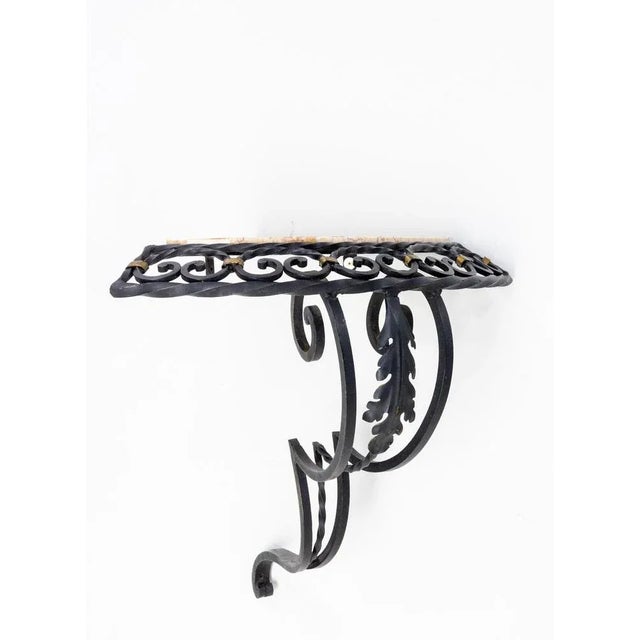 1930s Small French Art Deco Wall-Mounted Corner Console Tables, Set of 2 For Sale - Image 5 of 11